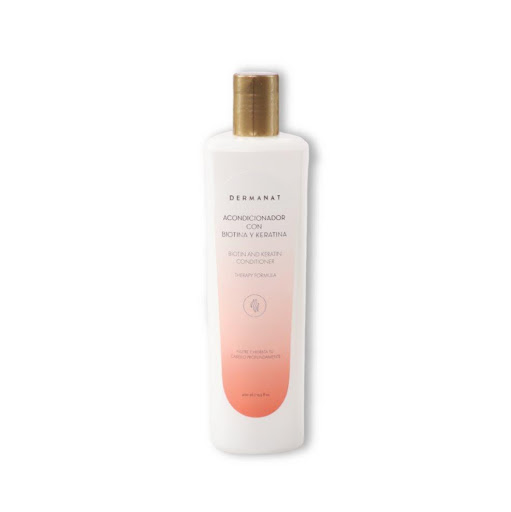Acondicionador Con Biotina y Keratina Dermanat 400 ml x 1 Nutre e hidrata tu cabello profundamente con este acondicionador enriquecido con Biotina y Keratina.

Nutre e hidrata las fibras capilares evitando la resequedad y la caída del cabello.
Hidrata profun