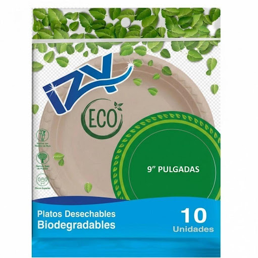 Plato Grande Desechable Biodegradable X2 Paquetes  IZY ECO IZY ECO 2 Paquetes x 10 platos Plato de 9 pulgadas
Producto elaborado El almidón de maíz (fécula de maíz) 
Resistentes a altas Temperaturas. ( Hasta 85°C).
Ideal para viajes. Listo para empacar para un viaje. Puede guardar fácilmen
