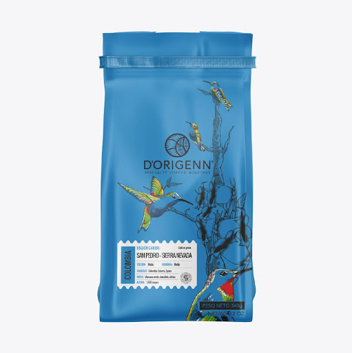 CAFE DORIGENN CARIBE EN GRANO / TOSTADO  X 340 gr D-ORIGENN BOLSA x 1 Cafés especiales de las diferentes regiones de Colombia, que, por sus condiciones geográficas, microclimas y suelos tienen atributos especiales de sabor y aroma