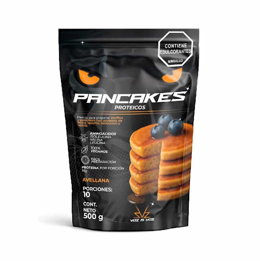 Pancakes Proteicos - Voz a Voz Voz a Voz Doypack 500gr x 1 Pancakes o waffles proteicos sabor avellana, 100% veganos y fáciles de preparar. Enriquecidos con aminoácidos esenciales (leucina, isoleucina y valina), aportan 18g de proteína por porción. Ideales pa