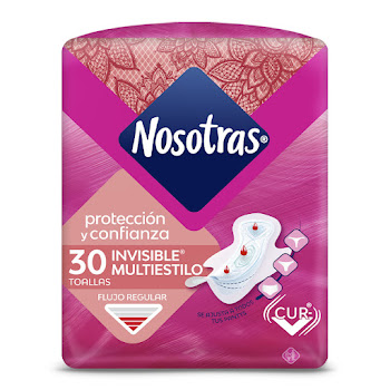 Toallas Higiénicas Nosotras Invisible Multiestilo Paquete x 30 und  