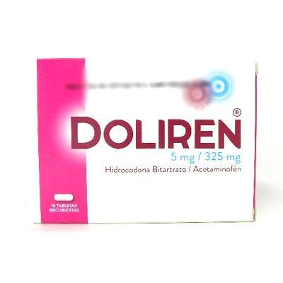 Doliren Hidrocodona Bitartrato + Acetaminofén 5mg/325mg Abbott Caja x 10 Tabletas