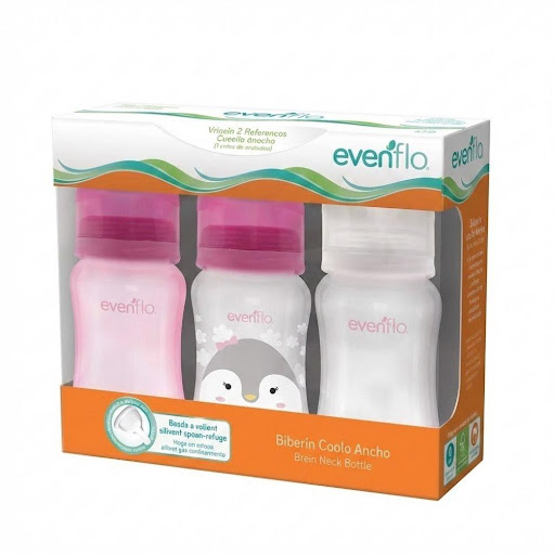 Set Biberones Cuello Ancho 9 Onzas x 3und Rosado - Evenflo Evenflo Unidad x 3 Und en 1 caja Set de Biberones Forest Cuello Ancho Entintado 270ml/9oz x 3 unidades
Botella elaborada de polipropileno.
Mamila con diseño piramidal de cuello ancho y  con válvula anticólicos que ayuda a reducir cól