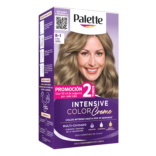 Tinte Palette Intensive Color Creme 8-1 Rubio Claro Cenizo Caja x 1 und