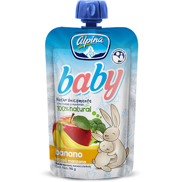 Puré Alpina Baby Banano Brocoli Y Manzana Doy Pack x 90 gr  