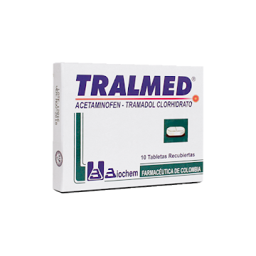 Tralmed Acetaminofen + Tramadol 325mg/37.5mg Biochem Caja x 10 Tabletas  