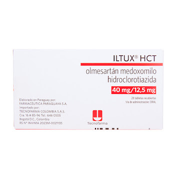 Iltux HCT Olmesartan   Medoxomilo + Hidroclorotiazida 40mg/12,5mg Tecnofarma Caja x 28 Tabletas  