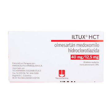 Iltux HCT Olmesartan   Medoxomilo + Hidroclorotiazida 40mg/12,5mg Tecnofarma Caja x 28 Tabletas  