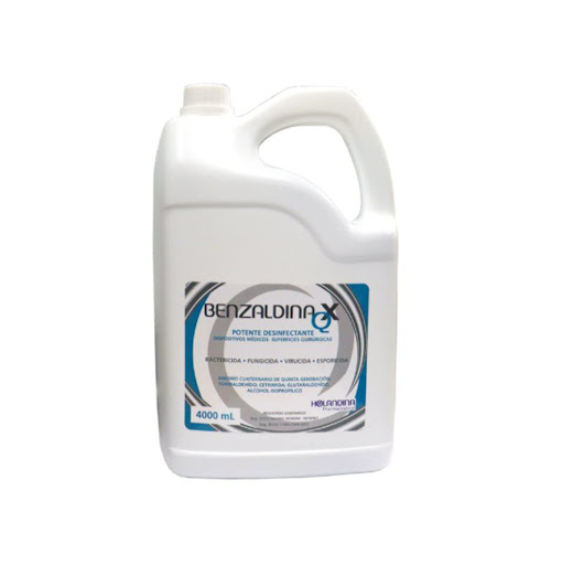 BENZALDINA QX 4000ML PO231  HOLANDINA Individual x 1 La Benzaldina QX 4000 mL es un desinfectante hospitalario de alto nivel, diseñado para la limpieza y desinfección de equipos y dispositivos médicos en áreas críticas como quirófanos, unidades de cuida