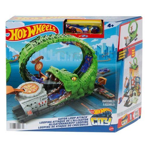 Hot Wheels City Pista Némesis Cocodrilo Mattel Hot Wheels  x 1 Combina acción y velocidad con una amenaza emocionante. Incluye un cocodrilo gigante que se activa cuando los vehículos pasan por ciertas áreas, ofreciendo desafíos únicos en la pista.