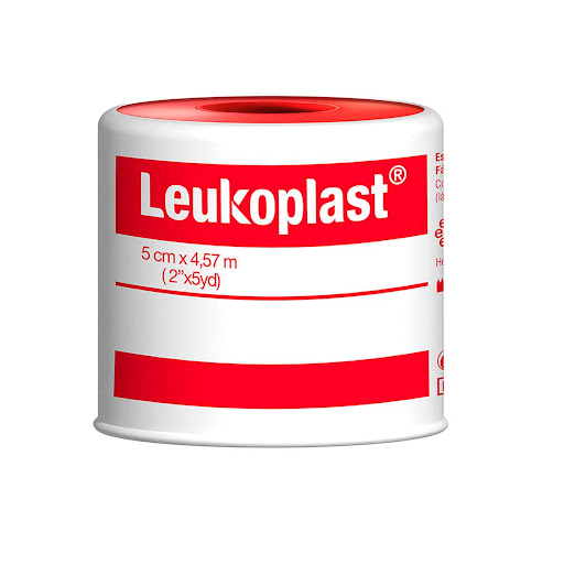 LEUKOPLAST ESPARADRAPO 2 X 5 ROLLO CARRETE BSNMEDICAL LTDA  x 1 Es un adhesivo médico de tela hospitalaria, diseñado para fijar vendajes y dispositivos médicos de manera segura. Su material de algodón con soporte en látex, óxido de zinc y lanolina garantiza resist