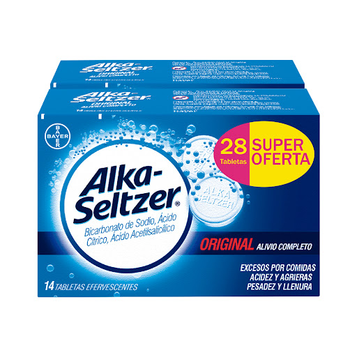 Alkaseltzer Ácido Acetilsalicílico + Bicarbonato De Sodio 0.324g/1.000g Bayer Caja x 28 Tabletas