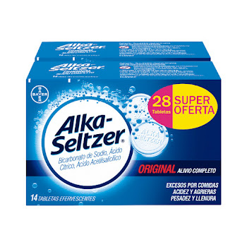 Alkaseltzer Ácido Acetilsalicílico + Bicarbonato De Sodio 0.324g/1.000g Bayer Caja x 28 Tabletas  