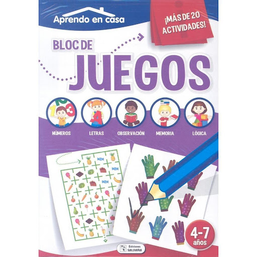 Bloc De Juegos. Morado. Aprendo En Casa Ediciones Saldana Libro x 1.0 BLOC DE JUEGOS. 4-7 AÑOS   Autor: V.V.A.A Editorial: EDICIONES SALDAÑA  Año de edición: 2014  Materia: 4-5 años  Encuadernación: RÚSTICA  	Productos Nuevos Y Originales 	Emitimos Factura Legal 	Env