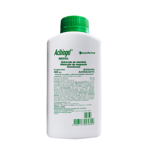 Hidróxido De Aluminio + Hidróxido de Magnesio + Simeticona Acibiogel Menta Eurofarma Frasco x 360 ml