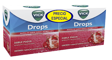 //OFT Pastillas vick Drops Sabor Cereza 2 Cajas x 5 Sobres Cada uno x 5 Pastillas  