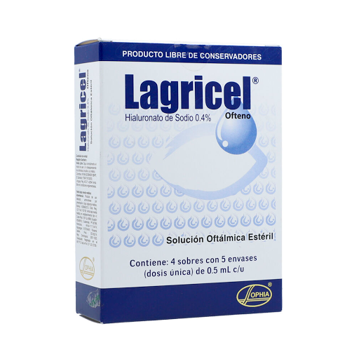 Lagricel Ofteno Hialuronato Sodio 0.4% Sophia Solución Oftálmica Sobres x 0.5 ml