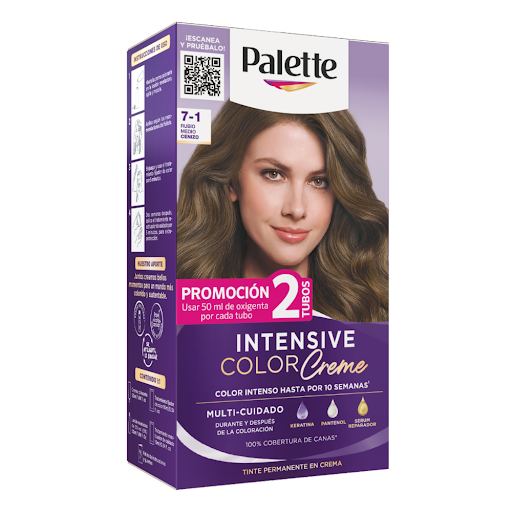 Tinte Palette Intensive Color Creme 7-1 Rubio Medio Cenizo Caja x 1 und