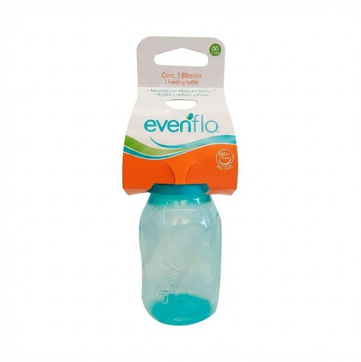 Biberon 4 Onzas Twist Turquesa - Evenflo Evenflo Frasco x 1 Biberón Twist Entintado 120ml/4oz
Biberón con botella twist hexagonal de polipropileno entintado.

Mamila anatómica de silicón grado alimenticio, con alas que se adaptan a las comisuras de la boca de 