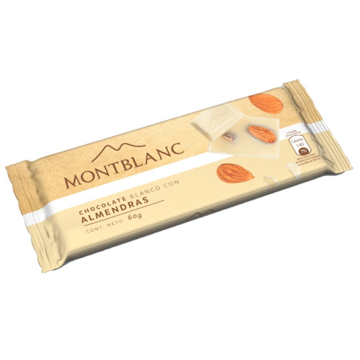 Chocolatina Montblanc Blanco Con Almendras x 60 gr