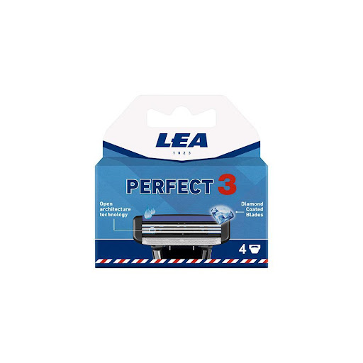 LEA Repuesto Máquina de Afeitar Perfect 3 Hojas LEA Frasco x 1 Recambio para el sistema de afeitado LEA PERFECT 3 y PERFECT 6 EVOLUTION.  Cabezal con 3 hojas recubiertas de diamante, que se adaptan al contorno de la cara y Banda lubrificante para proteger la piel