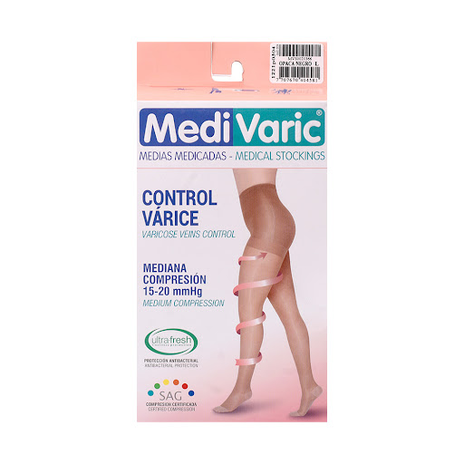 Medias De Compresión Mediana Cadera Dama 15-20 Negro L x 1 und
