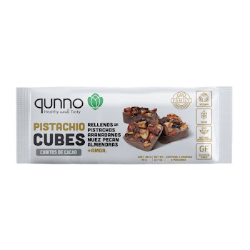 Cubos de Cacao Qunno con Pistacho, Arándanos y Nueces x 3 und  
