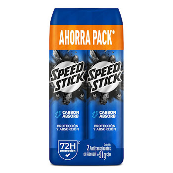 Desodorante Hombre Speed Stick Carbon Absorb Spray Frasco 2x91 gr  