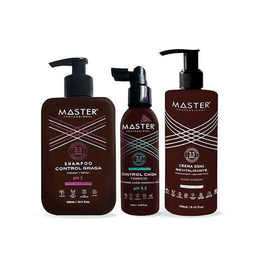 Kit Control Grasa Shampoo Control Grasa + Cremas de Peinar Dual Revitalizante Algas Marinas + Tónico Control Caída  MASTER PROFESSIONAL Frasco x 3 Uds undefined