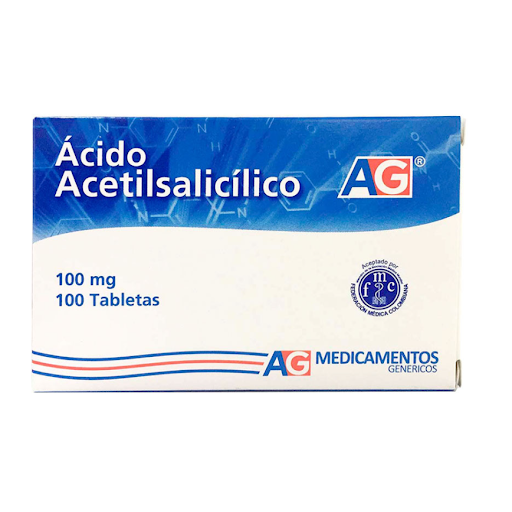 Ácido Acetilsalicílico AG 100mg Caja x 100 Tabletas