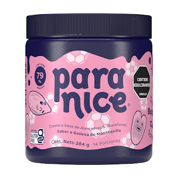 Crema A Base De Almendras Y Marañones Paranice Sabor A Galleta De Mantequilla Tarro x 284 Gr  