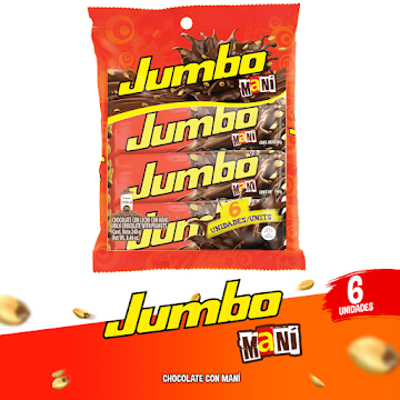 Chocolatina Jumbo Con Leche Maní 6 Paquetes x 240 gr  