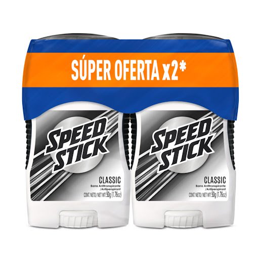 Desodorante Hombre Speed Stick Antitraspirante Barra Classic 50 gr Pack x 2 und