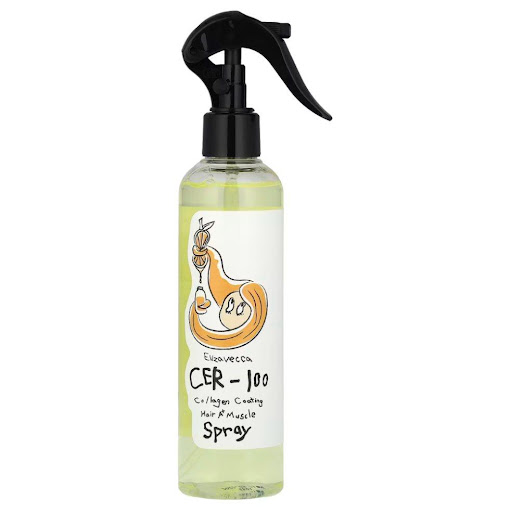 Elizavecca Collagen Coating Hair A+ Muscle Spray – Spray Capilar Reparador x 250 ml Elizavecca Envase tipo spray de 250 ml en caja individual x 1 Spray capilar de 250 ml con colágeno que fortalece, hidrata y protege el cabello, reduciendo el quiebre y el frizz, dejando el cabello suave, manejable y con brillo saludable.