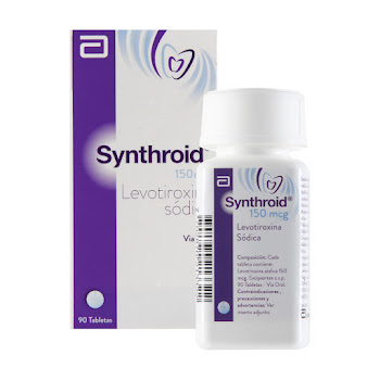 Synthroid Levotiroxina Sódica 150 mcg Abbott Caja x 90 Tabletas  