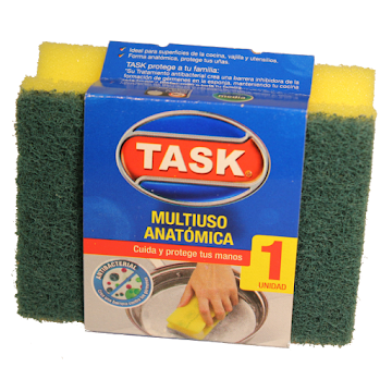 Esponja Task Absorbente Con Fibra Abrasiva Verde x 1 und  