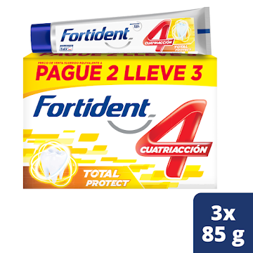 Crema Dental Fortident Cuatriaccion Total Protec 85 gr x 3 und  