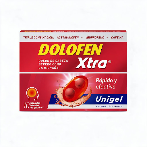 Dolofen Xtra Ibuprofeno + Acetaminofen + Cafeína 400mg/250mg/65mg Procaps Caja x 10 Cápsulas Unigel
