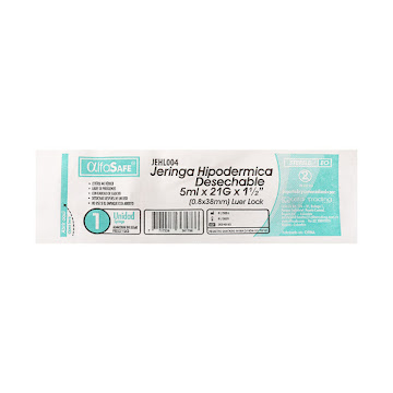 Jeringa Hipodérmica Alfasafe 5ml x 21g x 1und  