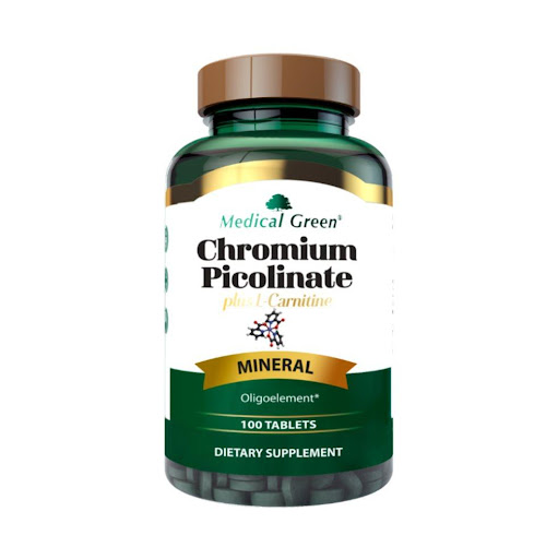 CHROMIUM PICOLINATE PLUS L-CARNITINE X 100 TABLETAS MEDICAL GREEN TARRO x  100 TABLETAS Cromo Picolinato
