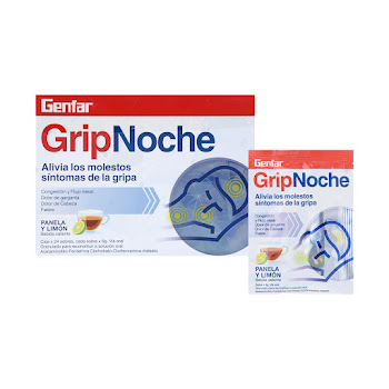 GripNoche Acetaminofén + Fenilefrina + Clorfeniramina 500mg/10mg/2mg Genfar Fracción Sobre x 6 g  