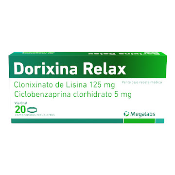 Dorixina Relax Clonixinato de Lisina + Ciclobenzaprina 125mg/5mg Megalabs Caja x 20 Comprimidos  