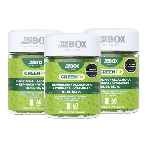 Batido verde en gomitas - Espirulina, Alcachofa y Espinaca en gomitas x3 THE GUMMY BOX TARRO X 60 GOMITAS x 3 undefined