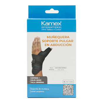 Muñequera Kamex Soporte Pulgar En Abducción Negro x 1 und  