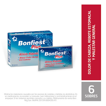 Bonfiest Plus Ácido Acetilsalicilico + Bicarbonto de Sodio Tecnoquímicas Caja x 6 Sobres  