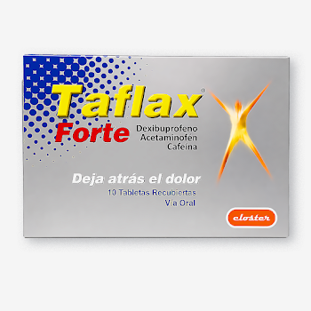 Taflax Forte Dexibuprofeno Acetaminofén + Cafeína 200mg/250mg/65mg Closter Caja x 10 Tabletas  