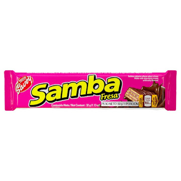 Galleta con Chocolate   Samba Savoy Sabor Fresa x 32gr 