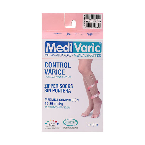 Medias Medivaric Unisex Cremallera 15-20 Beige Talla M