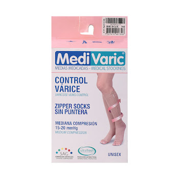 Medias Medivaric Unisex Cremallera 15-20 Beige Talla M  