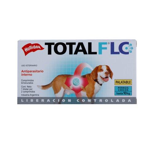 TOTAL FLC PERRO PEQUEÑO 2 COMPRIMIDOS Holliday  x 2 Antiparasitario interno oral de liberación controlada en comprimidos birranurados palatables. Envase conteniendo 1 blister por 2 comprimidos birranurados palatables para perros hasta 10 kg.